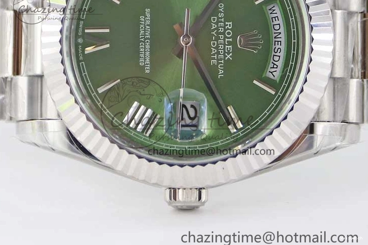 Edition Best 1:1 Dial Steel A2836 Date 40mm Green SS TWF on Roman Day Bracelet 904L SS 0130